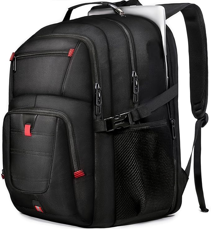 50L Travel Backpack, 17 inch Quality Laptop Backpack for Men, Durability Extra Large Storage space Sturdy TSA Friendly with Port College School Rucksack Bag Gifts for Him Men Women, Black