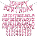 [85 PCS] 16" Pink Letter Number Balloons, Happy Birthday & 2 Sets of A-Z 0-9, Foil Mylar Aluminum Hanging Alphabet for Graduation New Year eve Birthday Party Decorations