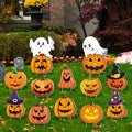 Amyhill 12 Pcs Halloween Pumpkin Yard Signs for Outdoor Halloween Ghost Jack O Pumpkin with Witch Hats Lawn Stakes Spooky Trick or Treat Yard Decorations for Garden Prop Home Party Decor