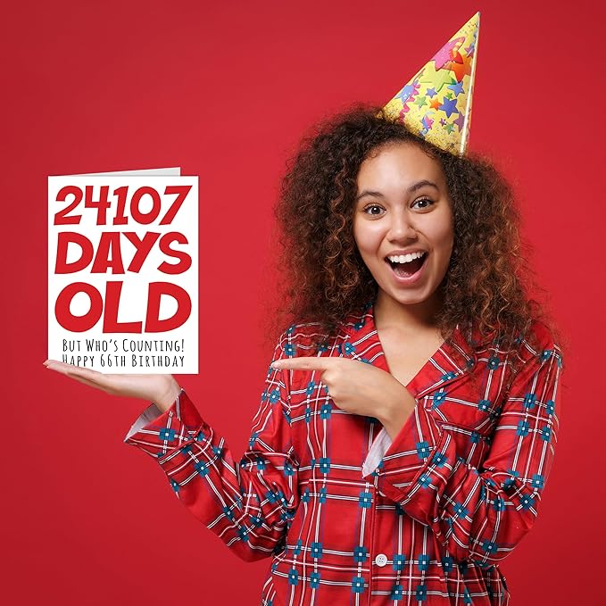 Stuff4 66th Birthday Card for Men Women Him Her - 24107 Days Old - Funny Sixty-Six Sixty-Sixth Happy Birthday Card for Uncle Aunt Grandma Grandpa Mom Dad, A5 Humor Joke Greeting Cards