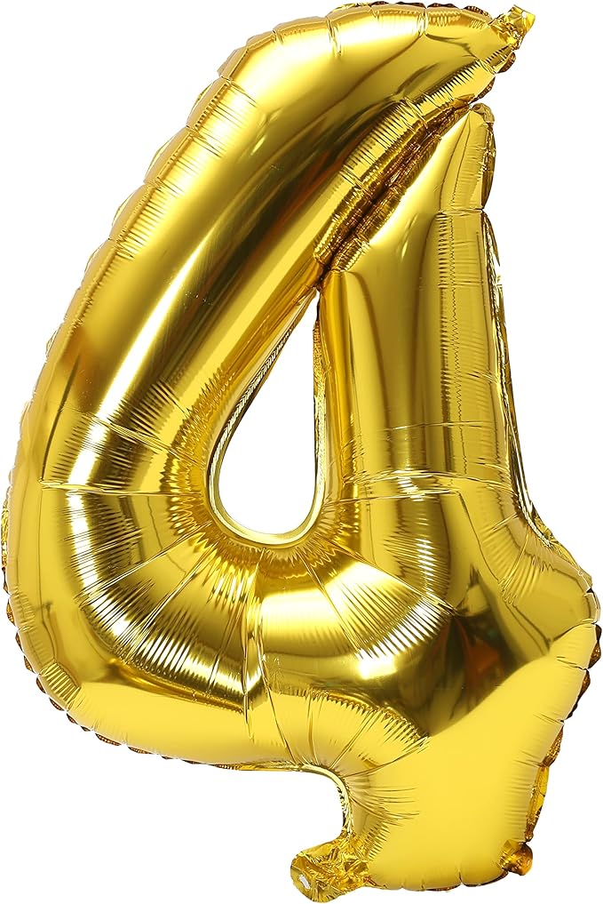 YPSelected 32 Inch Large Foil Helium Number Balloon Birthday Wedding Party 0-9 (Gold, 4)