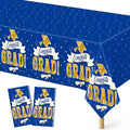 QZYL 2Pack 2026 Graduation Decorations, 108" X 54" Graduation Tablecloth, Bluegold Disposable Table Cloths for Grad Party Favors Supplies, Rectangle Plastic Tablecover for Class 2026 Congrats Grad