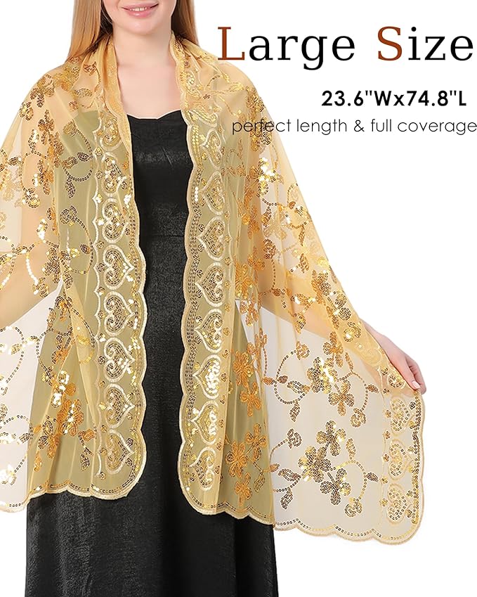Gossifan Shawls and Wraps for Evening Dresses Sheer Women Elegant Glitter Shawls Soft Sparkly Wedding Bridal Scarf