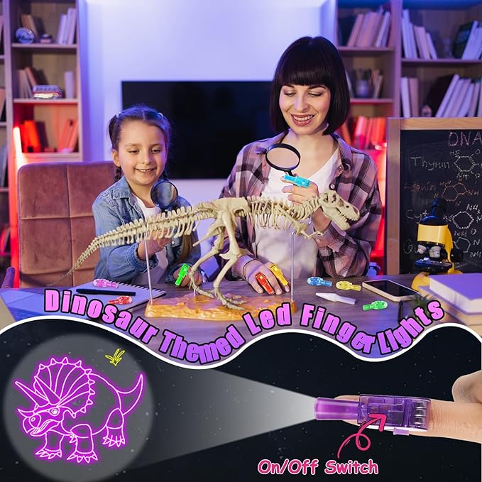 36 PCS Dinosaur Party Favors Dinosaur Birthday LED Light Up Finger Lights Glow in the Dark Dinosaur Party Finger Flashlights Bulk for Goodie Treat Bags Stuffers Dino Theme Birthday Party Supplies