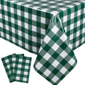 Oigco 3 Pack Green and White Checkered Tablecloth 54 x 108 Inches, Rectangle Disposable Plastic Green Gingham Tablecloth, Picnic Table Cover for Outdoor, Christmas, Golf Birthday Decorations