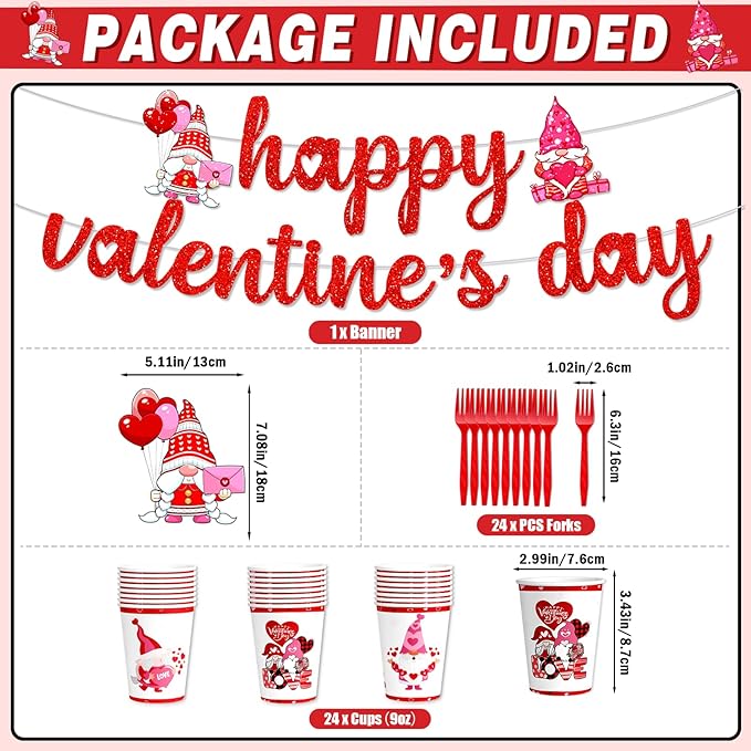 Happy Valentines Plates and Napkins: 121pcs Happy Valentines Party Decorations with Valentines Day Plates and Napkins Sets Happy Vablentine's Day Banner for Room Home Decor