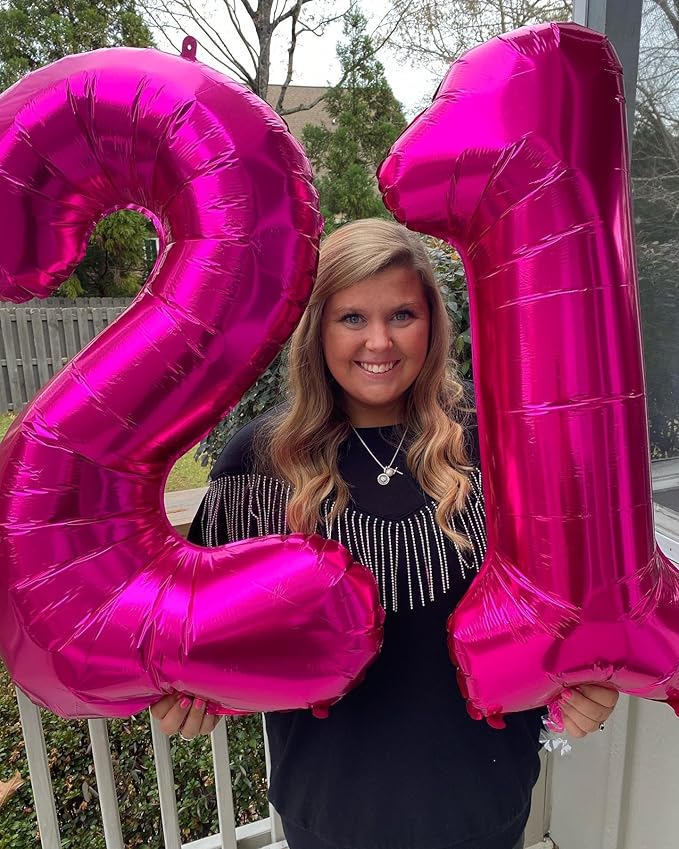 Hot Pink Number 30 Balloons 40 inch, 30 Number Balloons, 30th Birthday Decorations, 30 Year Old Women Hot Pink Party Supplies
