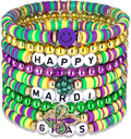 Surfer Heishi Bracelets for Women Stackable Rainbow Vinyl Disc Clay Beaded Stretch Bracelets Elastic Layering Friendship Bracelets Boho Summer Beach Jewelry
