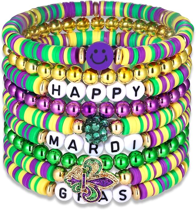 Surfer Heishi Bracelets for Women Stackable Rainbow Vinyl Disc Clay Beaded Stretch Bracelets Elastic Layering Friendship Bracelets Boho Summer Beach Jewelry