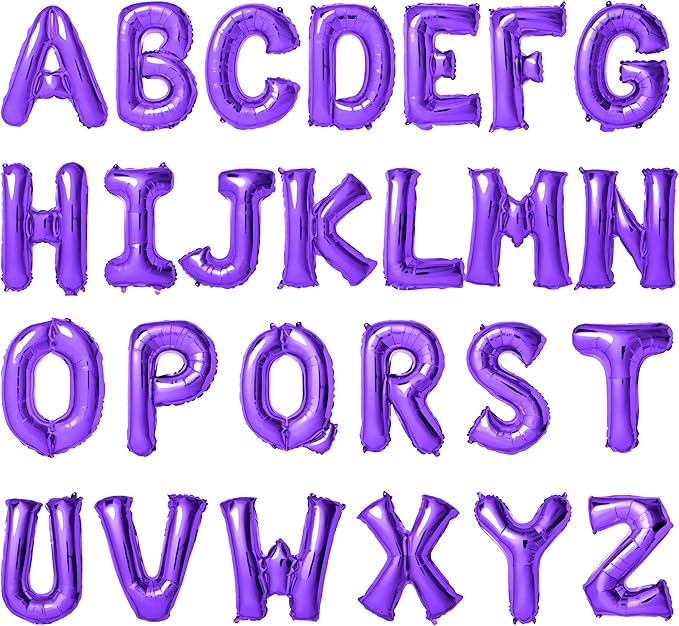 16 Inch Purple Letter Balloons Mylar Foil Alphabet Letter A-Z Balloons Set for Wedding Birthday Party Decoration Banner 26pcs (Purple)