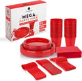 350 Piece RED Disposable Dinnerware Set 50 Guests, Plastic Party Plates And Cups And Napkins Sets - 50 Count 9" Dinner Plates, 7" Dessert Plates, 12oz Cups, Paper Napkins, Forks, Knives & Spoons