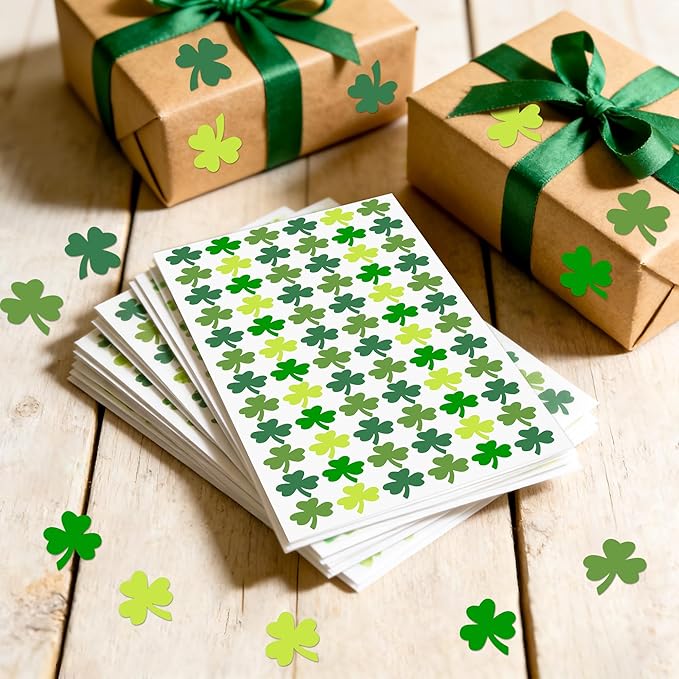 3600 PCS St Patricks Day Stickers Shamrock Stickers Small St. Patrick's Day Sticker for Kids Saint Patricks Day's Green Lucky Clover Self-Adhesive Labels Decor For Irish Party Envelope Cards Gift Bags