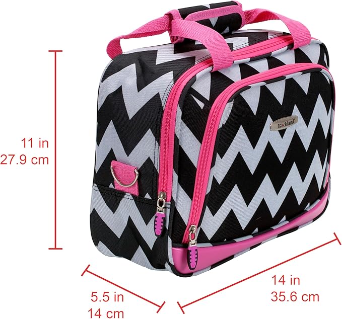 Rockland Fashion Softside 2 Piece Luggage Set, Expandable, (14" Tote/19" Upright), Pink Chevron