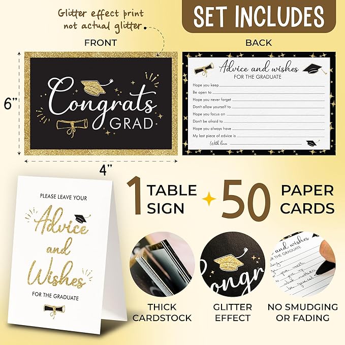 Graduation Advice Cards 2026-50 Pcs Well Wishes And Advice For The Graduate, Grad Party Decorations 2026 Ideas, High School Graduation Party Favors Supplies, College Grad Games Activities