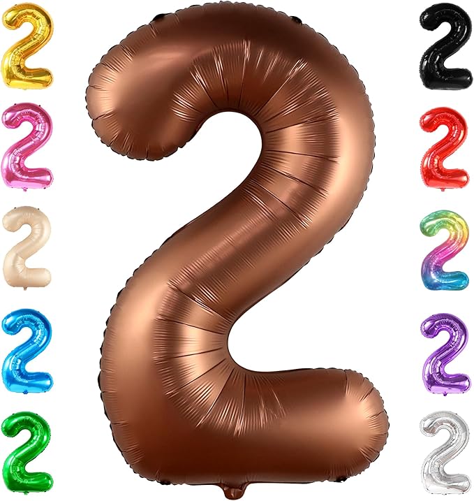 KatchOn, Giant Coffee Brown 2 Balloon Number - 40 Inch | Brown 2 Birthday Balloon, 2nd Birthday Decorations for Boy | Safari Theme Party Decorations | 2nd Birthday Party Supplies