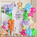 162PCS Happy Easter Balloon Arch Decoration Kit, Hot Pink Green Orange Bunny Head Carrot Balloons Garland, Hello Spring Easter Themed Birthday Party Decorations