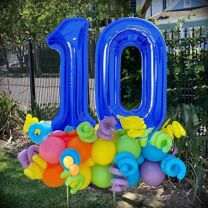 Number Balloons Navy Blue Balloons - Giant Number 10 Balloon, Blue 10th Number Balloon Birthday Decorations for Boys