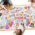Gatherfun Giant Coloring Poster for Classroom Wall - Versatile 31.5 x 72 Inches Happy New Year Activity Poster/Table Cover, School Parties, Happy New Year Party and Special Events Decoration