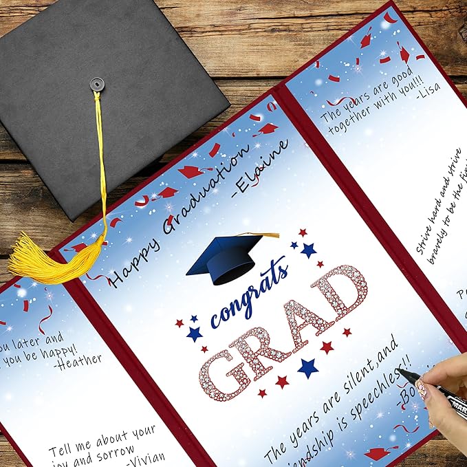 Vlipoeasn 2026 Graduation Guest Book Alternative, Red Blue & White Class of 2026 Graduation Party Decorations, Unique Graduation Gifts for Friends, Grad Signature Book for 2026 College High School