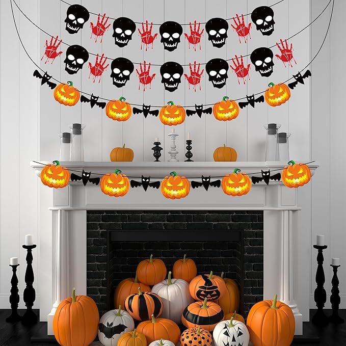 OHOME Halloween Decorations - 40 Pack Halloween Banner - Trunk or Treat Decorations for Indoor Outdoor - Halloween Garland for Door Wall - Hanging Halloween Decor Birthday Party Favors Supplies