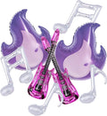 K pop Music Hunter Balloons,Purple Guitar Balloons,Purple Flame Balloons & Silver Music Note Balloons for K pop Movie Theme Birthday Singer Party Decoration