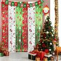 3 pack Christmas Party Decorations with Merry Christmas Banner and Foil Fringe Curtains, 3.3ft×6.6ft Red Green Tinsel Streamer Backdrop for Xmas Photo Booth Props Friendsmas Party Decor