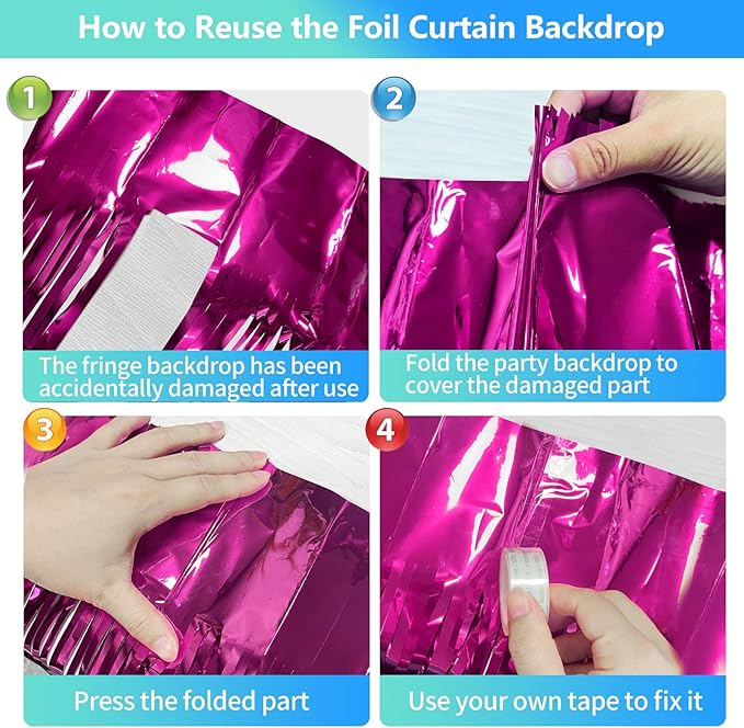 2 Pack Hot Pink Backdrop Party Decorations Tinsel Foil Fringe Curtain Backdrop Streamer Photo Booth for Wonmen Girl Pink Theme Princess Bachelorette Graduation Birthday Party Decorations
