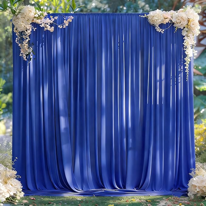 MEETSKY Royal Blue Backdrop Curtains for Parties Blue Curtains Photography Backdrop Drapes for Wedding Birthday Party Baby Showers Rod Pocket Home Sliding Door Decoration, 5ft x 8ft, 2 Panels