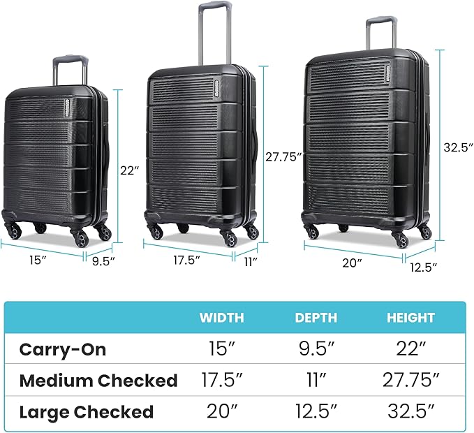 American Tourister Stratum 2.0 Expandable Hardside Luggage with Spinner Wheels, Jet Black, Carry-on