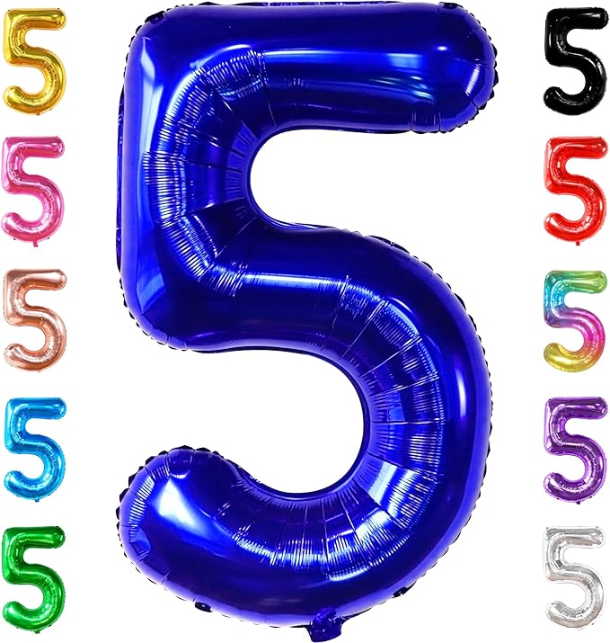 KatchOn, Navy Blue Number 5 Balloon - Big, 40 Inch | 5th Birthday Decorations for Boys | 5th Birthday Boy | Balloon For 5th Anniversary Decorations, Fifth Birthday Decoration Boy