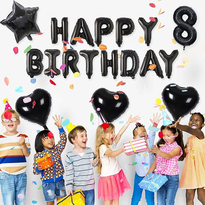 2 Set 20 Pcs 0-9 Black Number Balloons 16 Inch Black Number Mylar Foil Balloons Custom Digital Balloons for Birthday Party Engagement Graduations Anniversary Baby Shower Decor Party Supplies