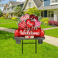 JarThenaAMCS Valentine' s Day Metal Garden Stake Welcome Yard Sign Red Love Heart Truck Decorative Lawn Sign for Wedding Anniversary Home Outside Lawn Porch Walkway Decor