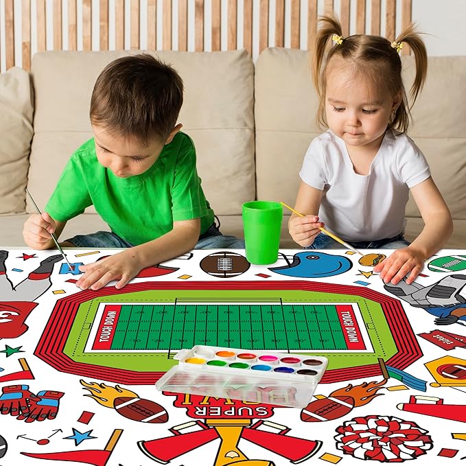 OHOME Football Giant Coloring Poster/Tablecloth - Super Game Bowl Party Decorations 2026-30 x 72 Inches Jumbo Coloring Banner Kids Crafts Activities Decor Party Supplies