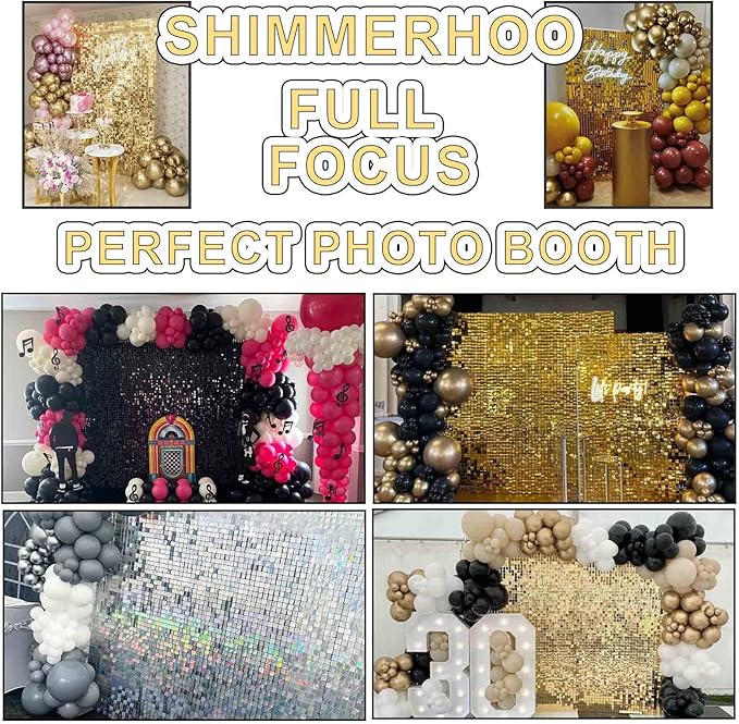 Shimmer Wall Backdrop - 24pcs Decorations Panel | Wedding, Birthday, Anniversary, Engagement & Bridal Shower Party Decor Panel (Iridescent Silver)