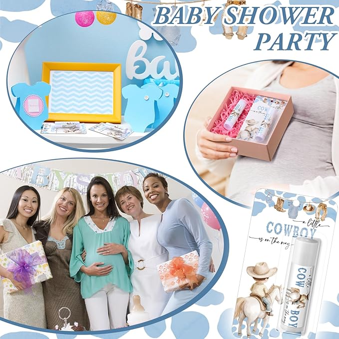 30 Pack a Little Cowboy Baby Shower Games Prizes Party Gifts Bulk Lip Balms Favors for Winners Adults Guests Gender Reveal Favors Decorations Baby Shower Souvenirs Gift Bags Stuffers