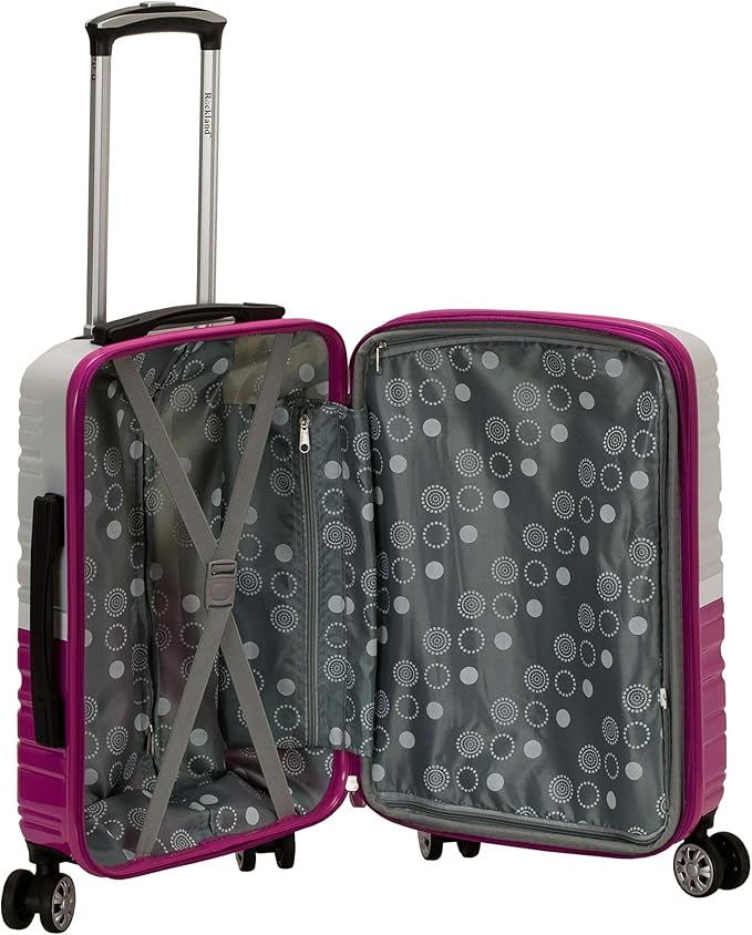 Rockland Melbourne Hardside 2 Piece Expandable Spinner Wheel Luggage Set, (20"/28"), Two Tone White