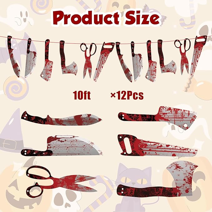 OHOME Halloween Party Decorations - 12 Pack Trunk or Treat Banner | Halloween Decorations for Indoor Outdoor Outside - Hanging Backdrop Garland Decor for Birthday Party Favors Supplies