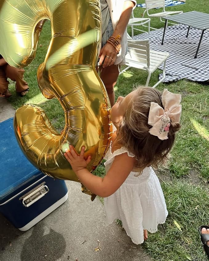 Champagne Gold Number 3 Balloon 40 Inch, White Gold 3 Balloon Number, 3rd Birthday Decorations, Light Gold Party Supplies for Boys Girls