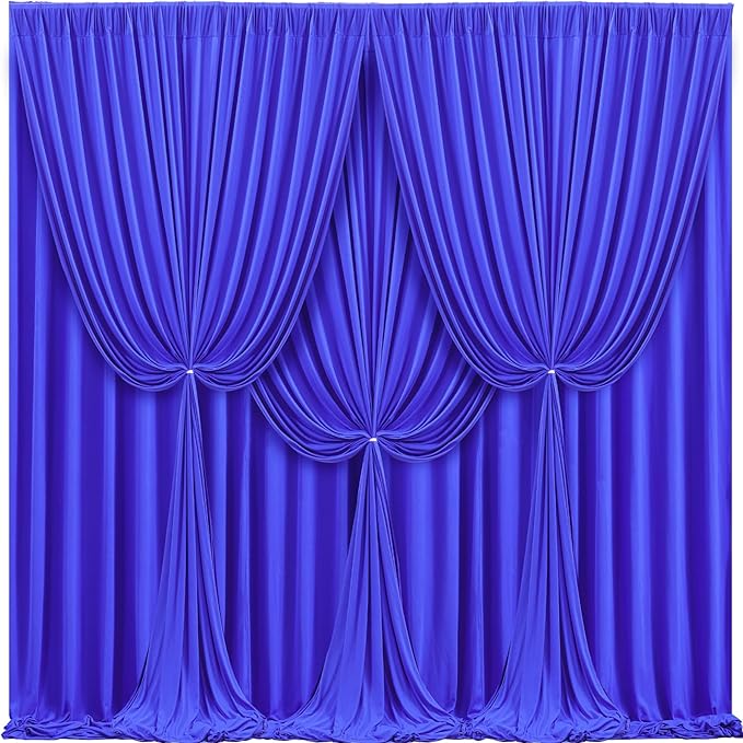 40x10FT Royal Blue Backdrop Curtains for Wedding Parties, Wrinkle Free Polyester Photography Backdrop Drapes for Baby Shower Birthday Parties Stage Background Stand Decorations 4x10ft,10 Panels