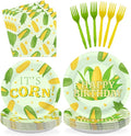 96 Pcs Cute Corn Birthday Party Decorations Vegetable Party Decorations Plates and Napkins Yellow Glitter Tableware Favors for Baby Shower Boys Girls Happy Birthday Party Supplies, Serves 24