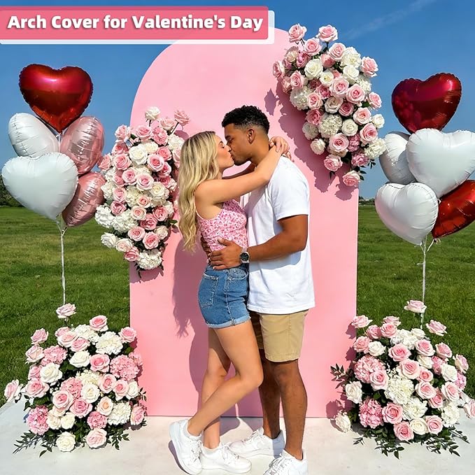 HEMMOTOP Pink Arch Backdrop Cover 7.2 ft (No Arch Stand), Spandex Arch Covers Stretchy Backdrop for Balloon, Birthday Party, Party, Ceremony, Valentine's Day, Baby Shower, Banquet Arch Decoratio