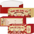Fuutreo 50 Pcs Circus Party Invitations with Envelopes Vintage Carnival Birthday Invitations Double-sided Fill in Invites for Theme Birthday Party 25 Ticket 25 Envelopes