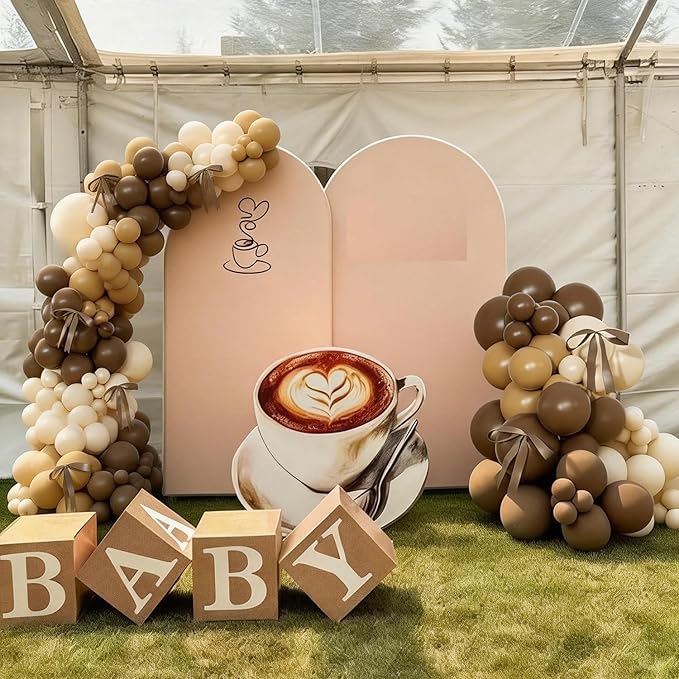 Brown Balloons Garland Arch Kit, 140Pcs Neutral Nude Begie Balloons with Bows for Coquette Martini Birthday Party Decorations Bachelorette Bridal Shower Decorations