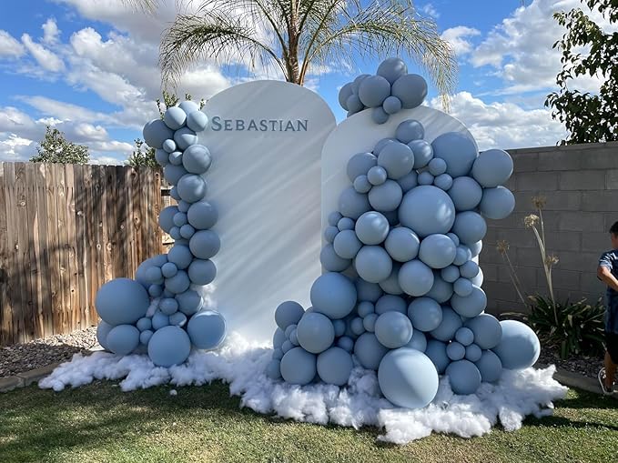Dusty Blue Balloons 5inch Small Haze Blue Balloon 60pcs Mini Round Aqua Fog Mist Latex Balloon for Arch Garland Girls Boys Retro Boho Birthday Party Decoration Wedding Baby Bridal Shower Bachelorette