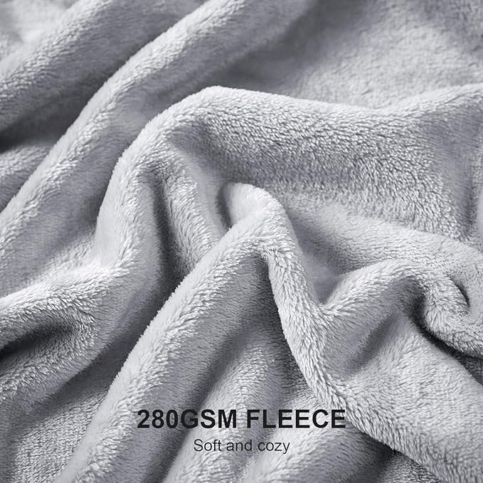 Hansleep Fleece Light Grey Twin Blanket, Super Soft Flannel Fuzzy Plush Cozy Blanket for All Seasons, Light Grey, Twin 60x80 Inches