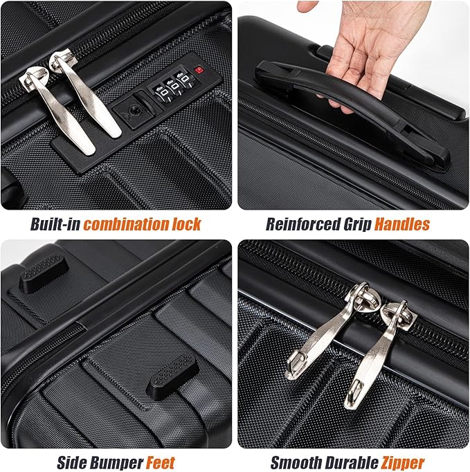 Cosbarn Luggage Sets 5 Piece Suitcases with Wheels, Suitcase Set ABS Hard Case Luggage with Spinner Wheels Durable Travel Luggage