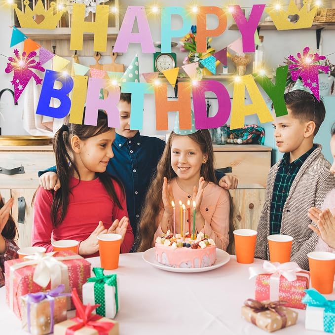 175Pcs DIY Custom Letter Banner Glitter Customizable Banner Kit DIY Happy Birthday Letters 0-9 Numbers Light Rope Personalized Banners Baby Shower Birthday Party Decorations Supplies(Dazzling Green)