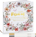 2026 Retirement Guest Book with 2 Markers 8.7'' Square Hardcover Blank Guest Photo Signing Memory Book Happy Retirement Gift Party Supplies for Women Men Teacher Grad Decor(White,Flowers)