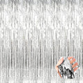 3 Pack Silver Foil Fringe Curtain Backdrop, 3.28Ft x 6.6Ft Metallic Tinsel Foil Fringe Streamer Curtains for Photo Booth, Christmas Day, Thanksgiving, Wedding, New Year Party Decorations