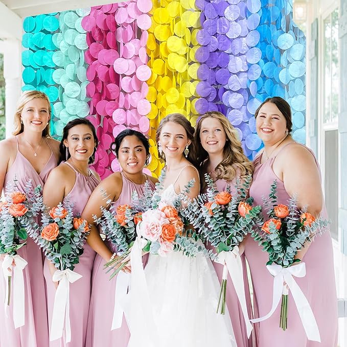 256Ft Pastel Party Decorations Big Circle Dot Backdrop Streamer Pastel Tissue Paper Polka Dots Hanging Curtain Garland for Birthday Wedding Bachelorette Engagement Baby Shower Macaron Party Supplies